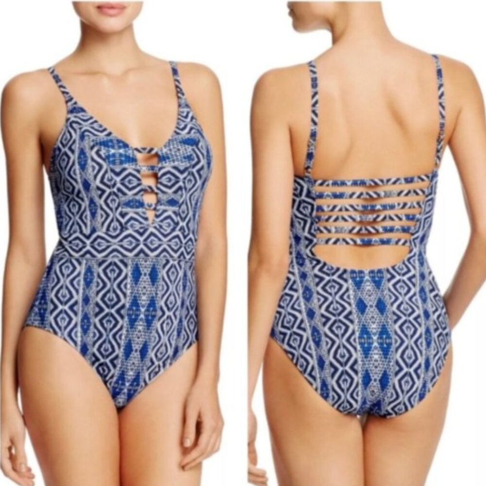 La Blanca Women's Blue Standard Keyhole Front Classic One Piece Swimsuit Size 10 - Picture 9 of 9